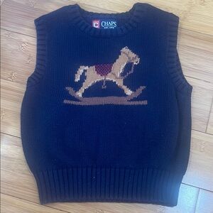 Chaps Navy Blue Knit Sweater Vest with Horse Design Size 3T Great Condition
